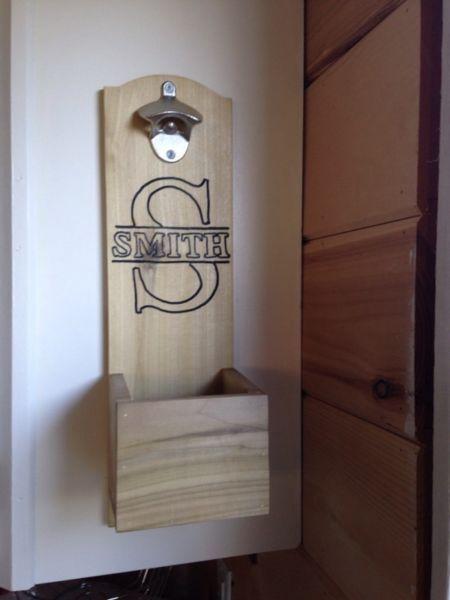 Wall mounted bottle opener