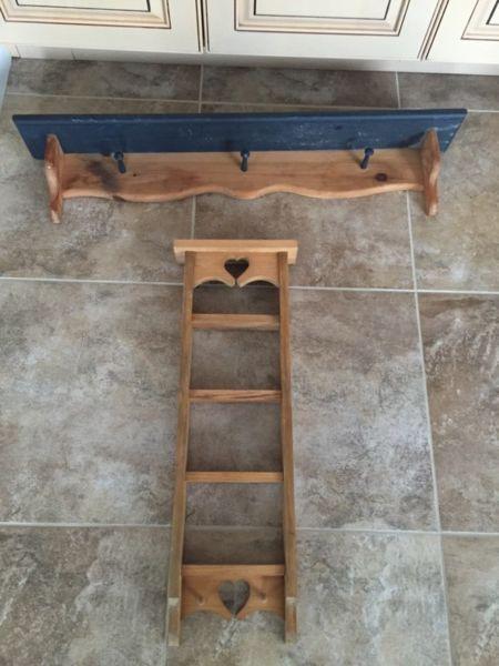 Wooden shelf and ladder key holder