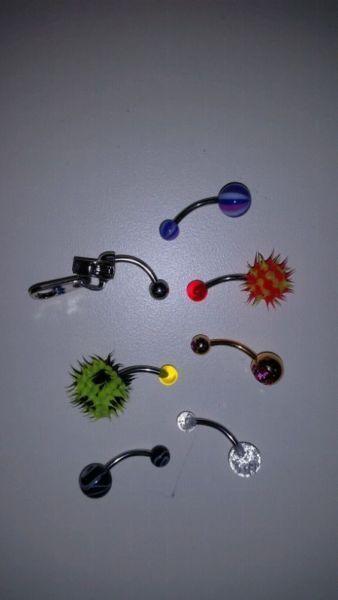 7 brand new belly rings surgical stainless steel