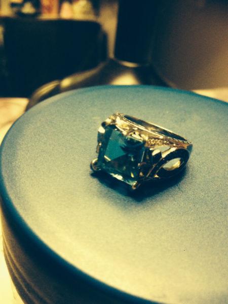 Beautiful Large 18k Blue Topaz- sapphire-diamond Ring