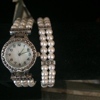 Pearl watch with matching bracelet