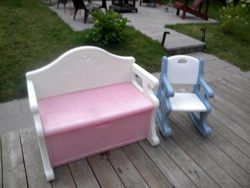 toy bench and rocking chair