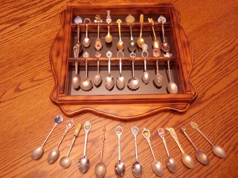 Souvenir spoons/ display case