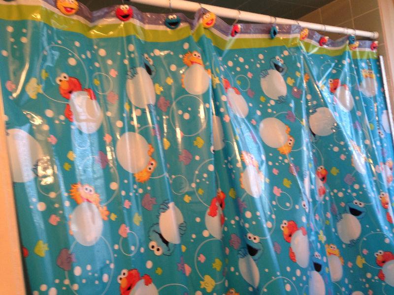 Sesame st shower curtain and character hooks