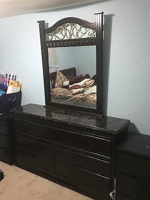 Bed, dressing table, night stand