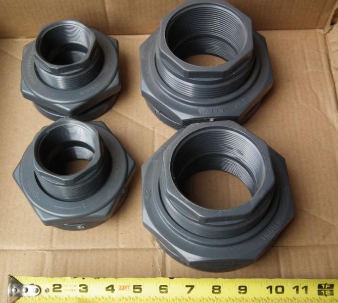 PVC Tank Adapters, Bulkhead Fittings 1.5