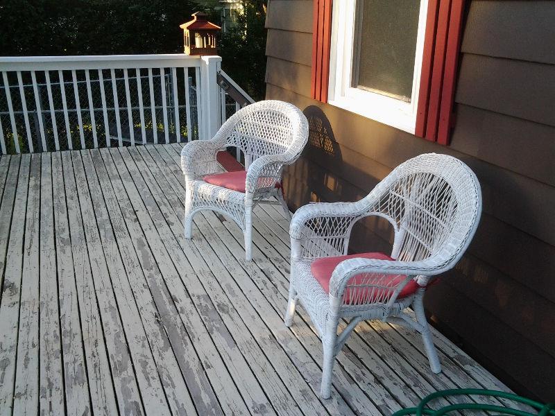 SOLD/ 2 WHITE WICKER CHAIRS