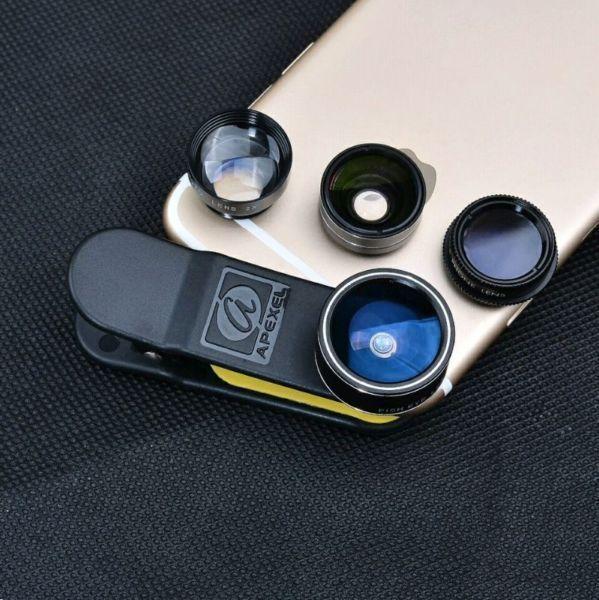 APEXEL Universal Clip 5 in 1 Camera Lens Kit for iPhone Samsung