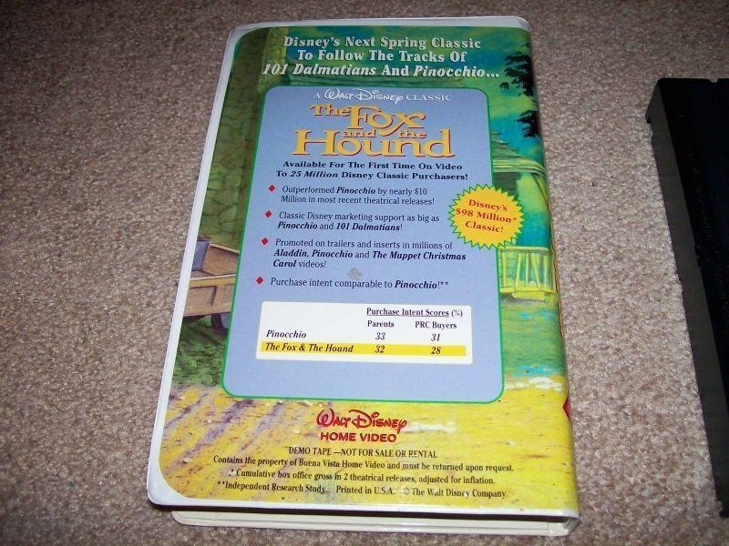 Disney The Fox and the Hound Demo VHS tape