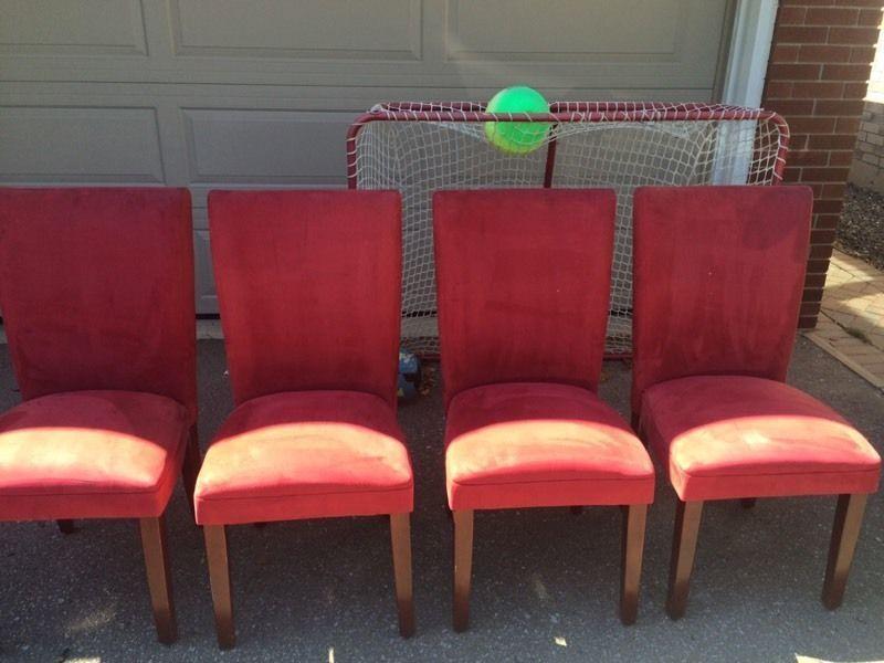 Set of 4 Ultra Suede Red Dining Chairs