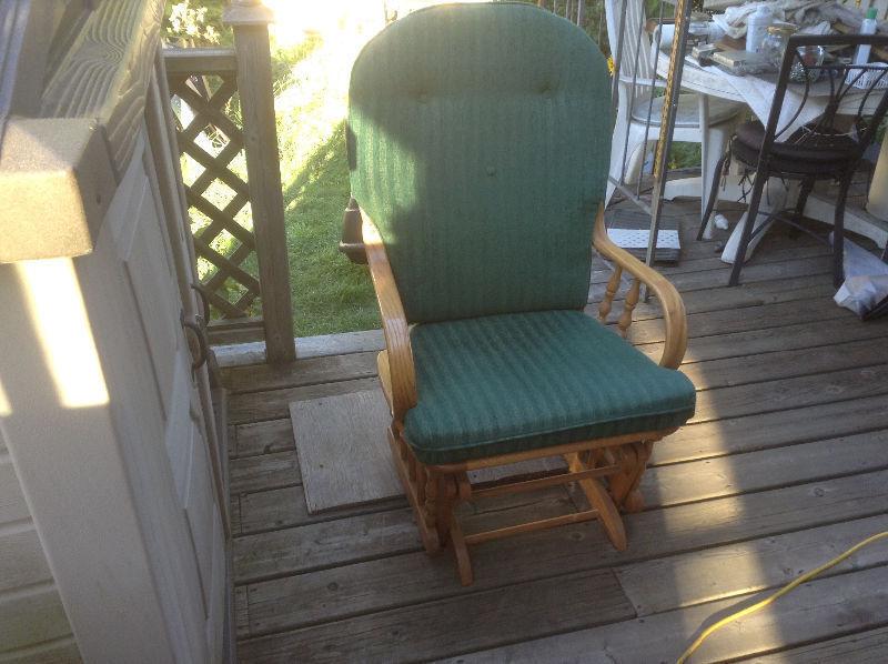 Solid oak rocker chair with cushions