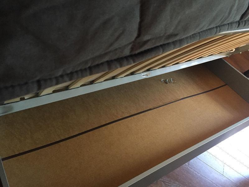 [sold] IKEA futon + FREE rug, grey cover, 2X pillows