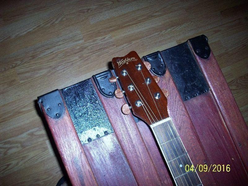 washburn mahogany dreadnought acoustic guitar and soft case