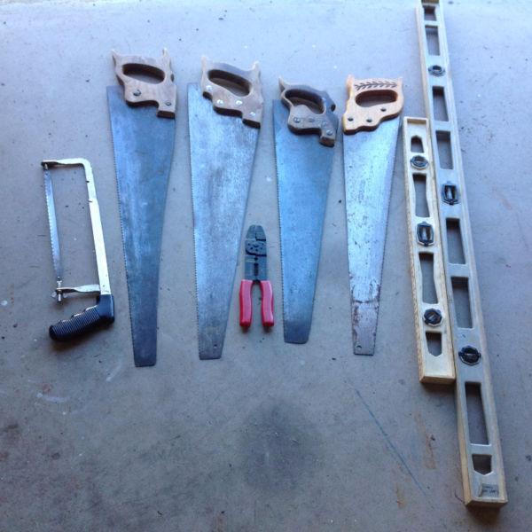LOT-4 wood SAWS AND LEVEL +RIVET TOOL+ wire stripper