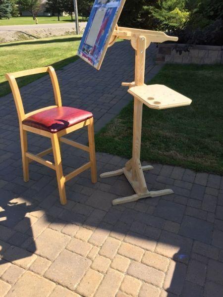 Painting easel and chair