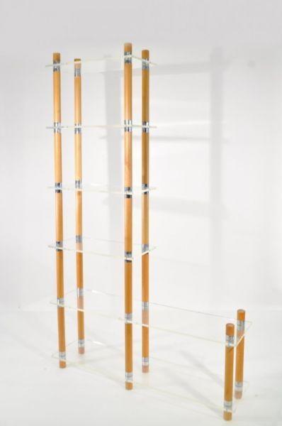 Mid century wooden frame lucite acrylic shelf unit VINTAGE