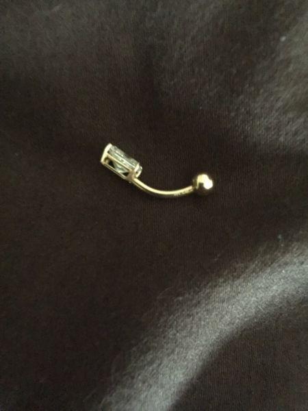 14k gold belly button ring with solitaire