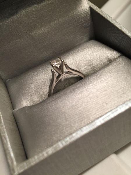 0.35 ct. Princess Cut Diamond Engagement Ring (14K White Gold)