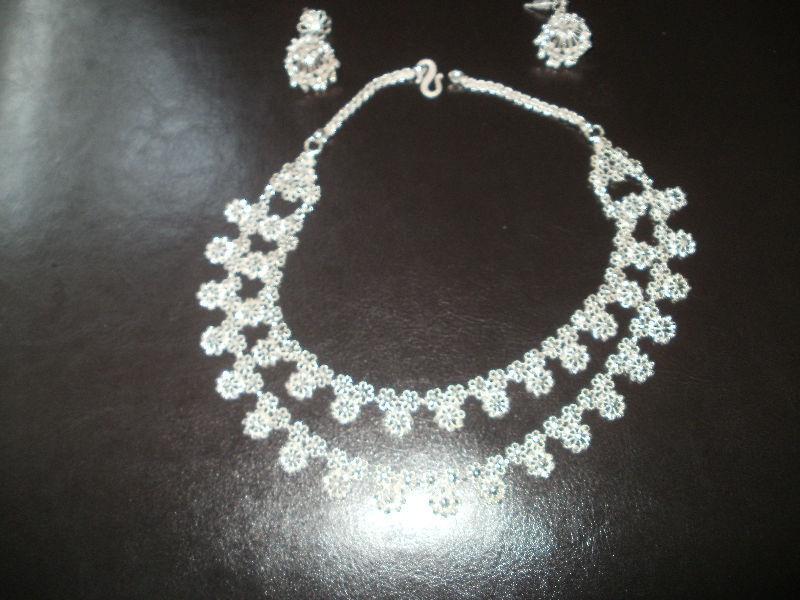 PURE SILVER SET OF NECKLACE AND EARRINGS FROM INDIA