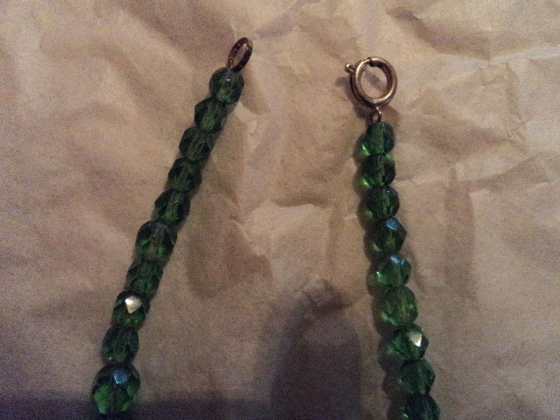 Vintage Green Crystal Beads 14