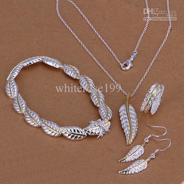 925 Sterling Silver Fashion Necklace+Earrings set