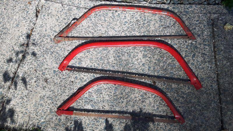 Qty 3 bow saws - red handles