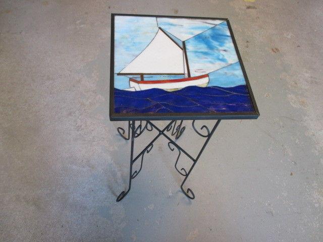 Stained ceramic / Glass patio table