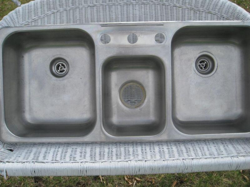 Stainless Steel Triple Bowl Kitchen Sink (Just Like New)