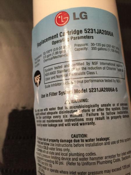 3 new packages of LG 5231JA2006A Refrigerator Water Filter