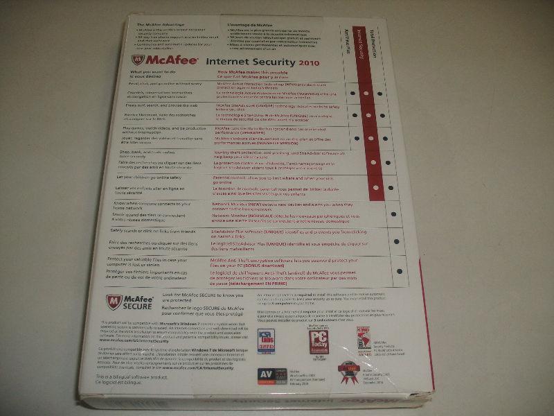Brand New, Unused McAfee 2010 Internet Security Software Package