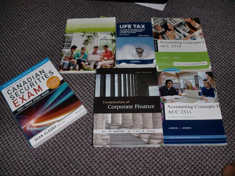 Algonquin Business admin Finance course textbooks, selling for
