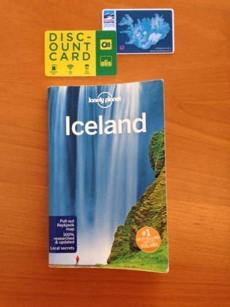 Iceland camping card and lonely planet guide