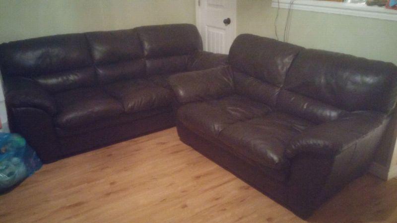 Genuine leather couch & loveseat set