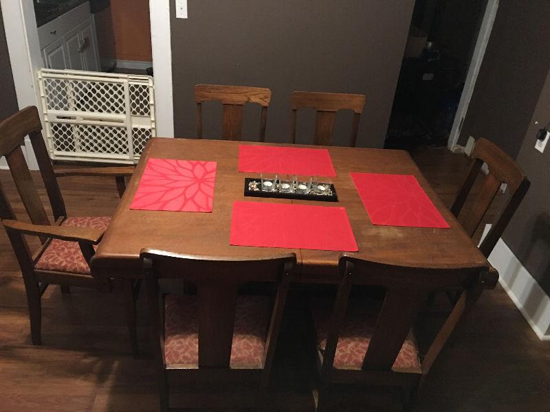Hardwood table with 6 chairs