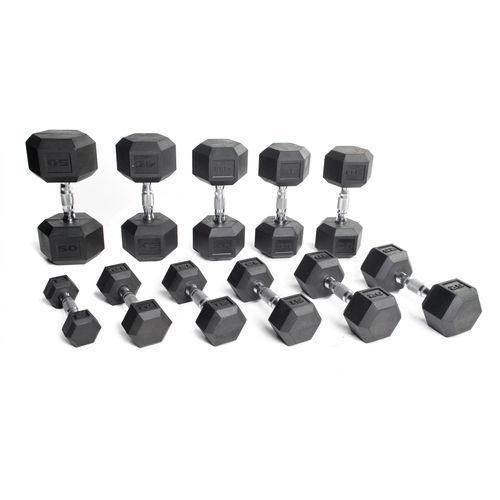 Rubber Coated Dumbell set - 5 to 80 lbs including 3 Tier Racks!