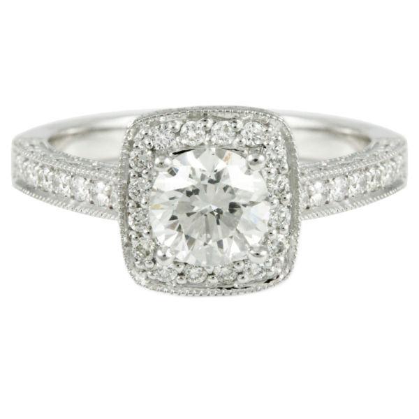 14k White Gold Diamond Engagement Ring (1.46ct tdw,86 dia) #2889