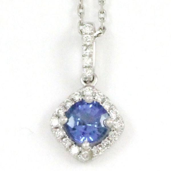 14k White Gold Sapphire/Diamond Pendant (28 dia,new)#2888