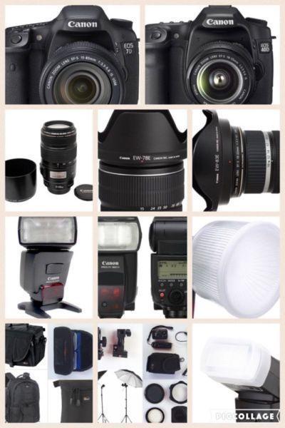 2 caméra Canon ( 7D + 40D ) + lentilles + trépied + accessoires