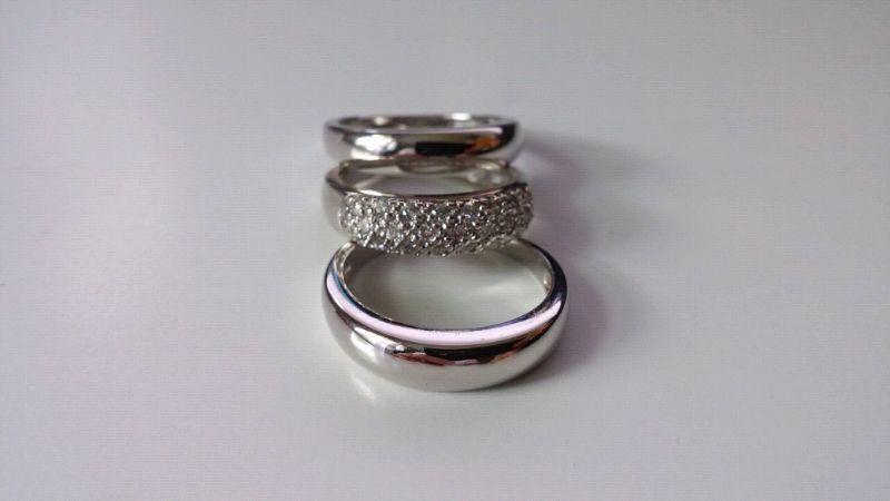 Sterling Silver. 925 multi ware 3 Ring Set with Cubic Zircons