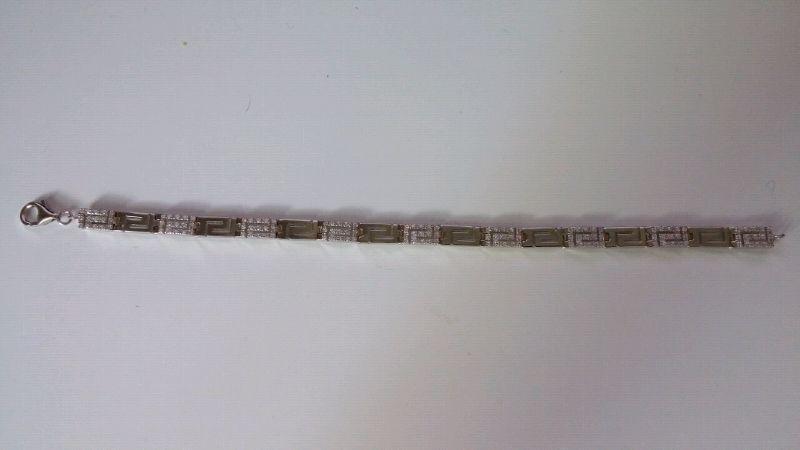 Sterling Silver Versace Greek keys style Bracelets with Zircons