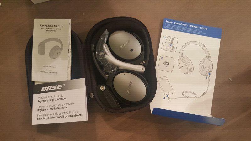 never used Bose quiet comfort 25 noise cancellation headset