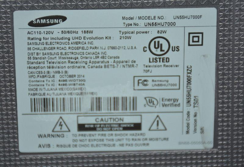 Samsung 55 inch 4K LED UHD Smart TV, 120HZ, Wi-Fi, UN55HU7000