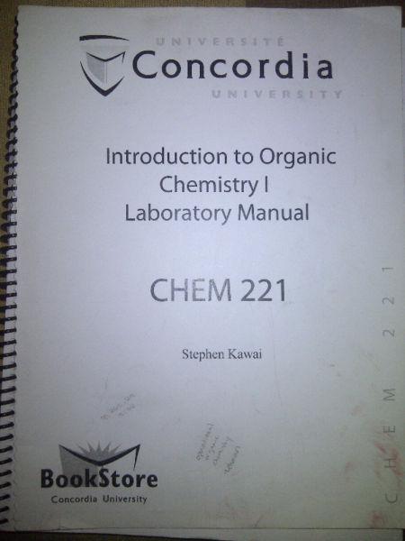 CONCORDIA CHEM 221 Organic Chemistry Lab Manual