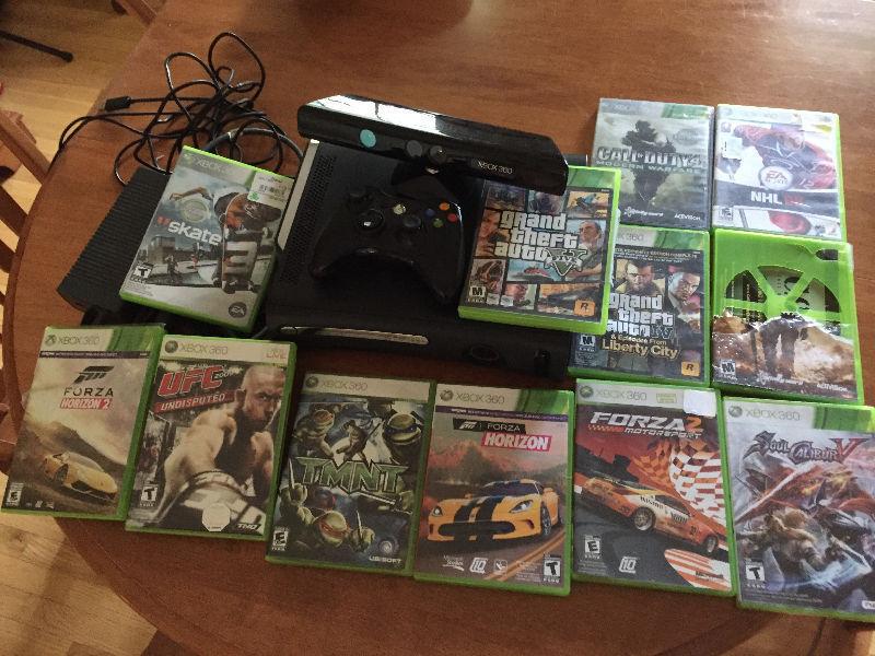 XBOX 360 console , new controller , Kinect and 12 games