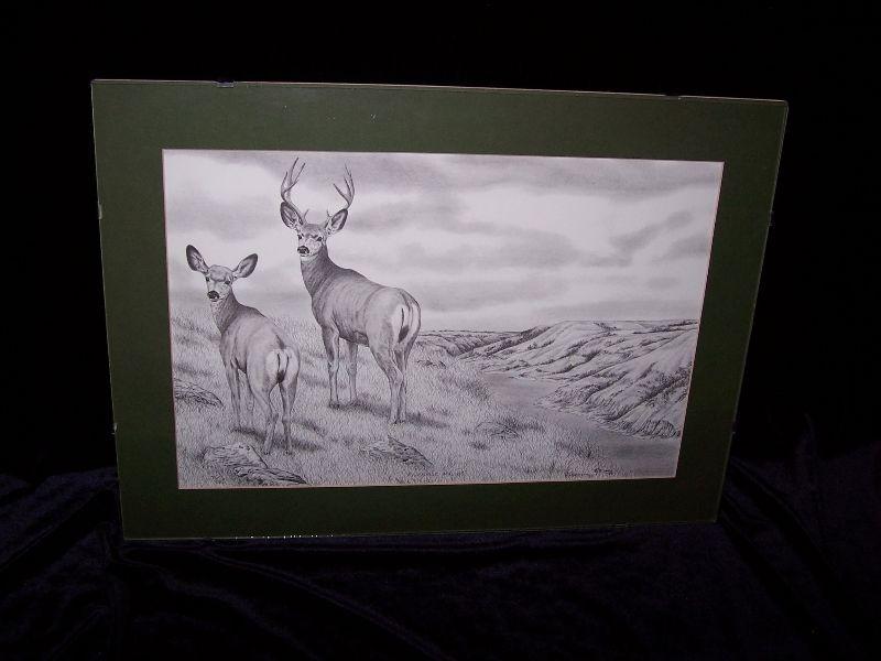 1989 LTD PRINT OF DEERS by BERNIE BROWN SASK. ARTIST