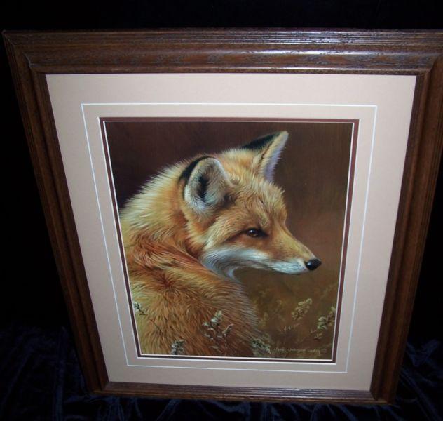 CURIOUS RED FOX FRAMED PRINT SIGNED BY JONI JOHNSON-GODSY