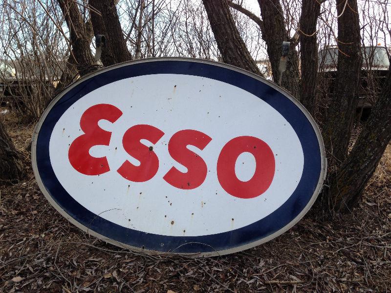 Vintage Esso sign with pole ,Gulf sign,Fireplace mantle ,lights