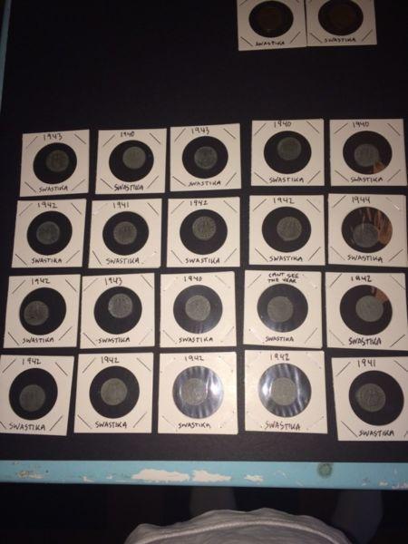 Vintage German WWII Nazi coins $10 each