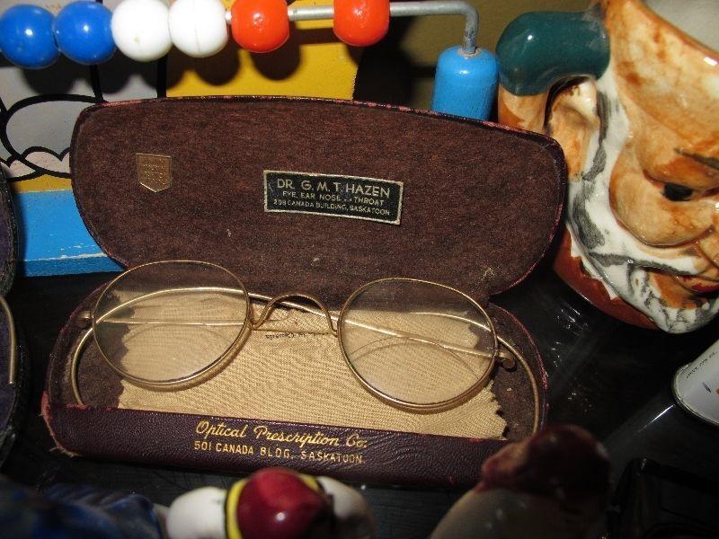 vintage gold rimmed mens glasses and cases $10 each