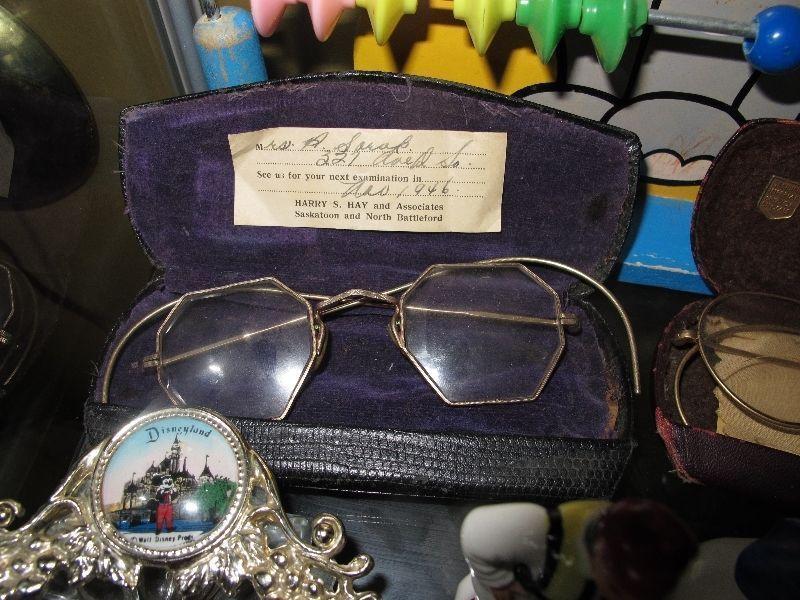 vintage gold rimmed mens glasses and cases $10 each